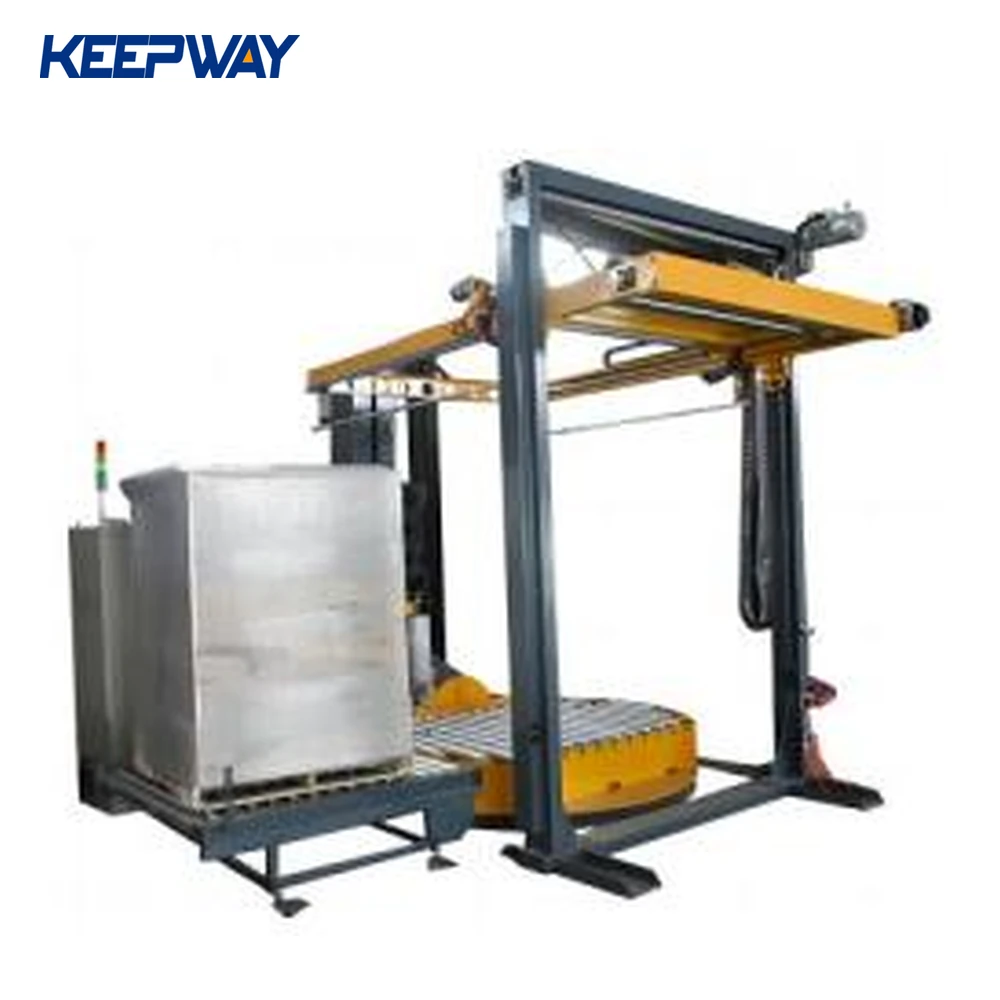 full automatic pallet stretch wrapping machine with cover film