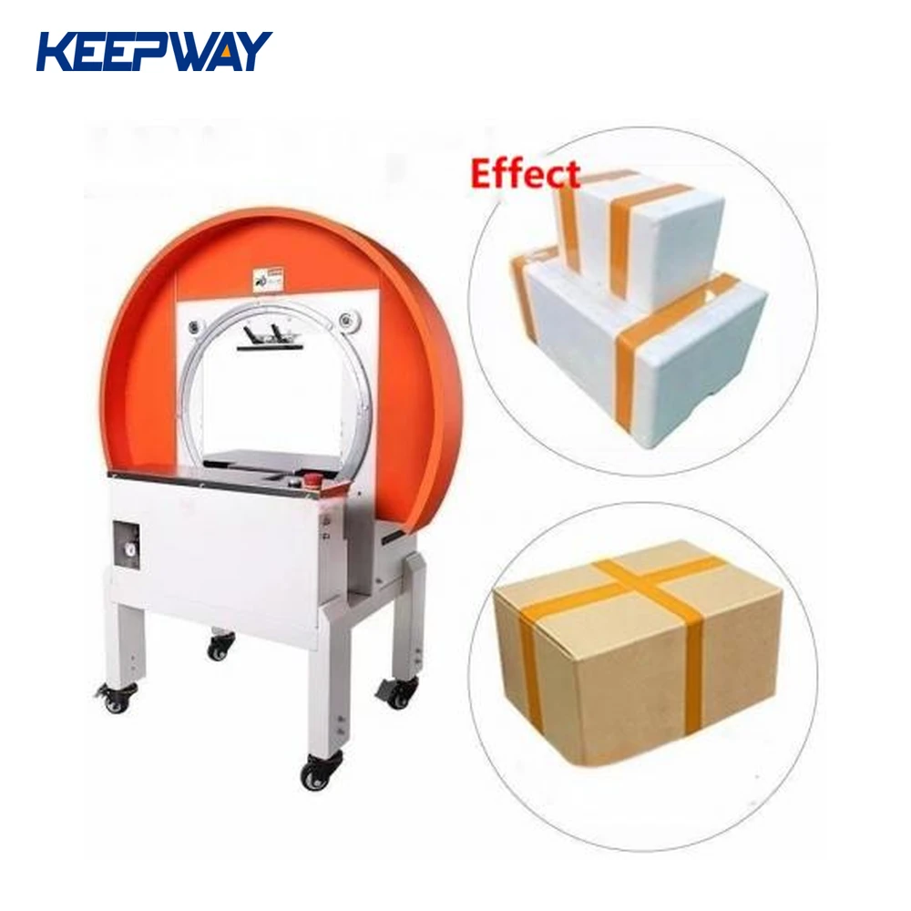 Desktop Carton/Food Foam Box/Courier Box Rotating Tape Strapping Machine Automatic Tape Wrap Sealing Packing Machine