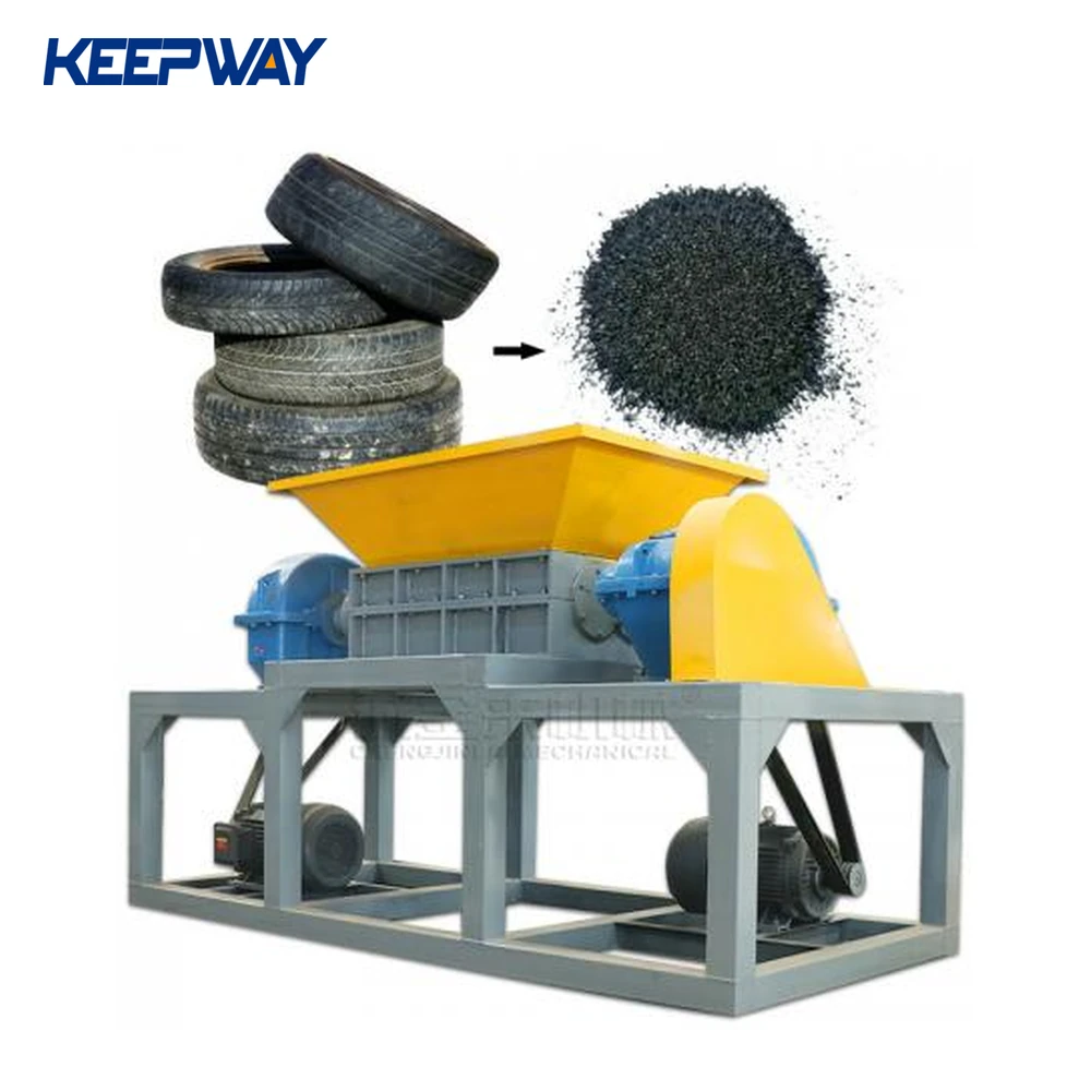 Double shaft scrap metal tire recycling plant waste plastic lunps shredder machine