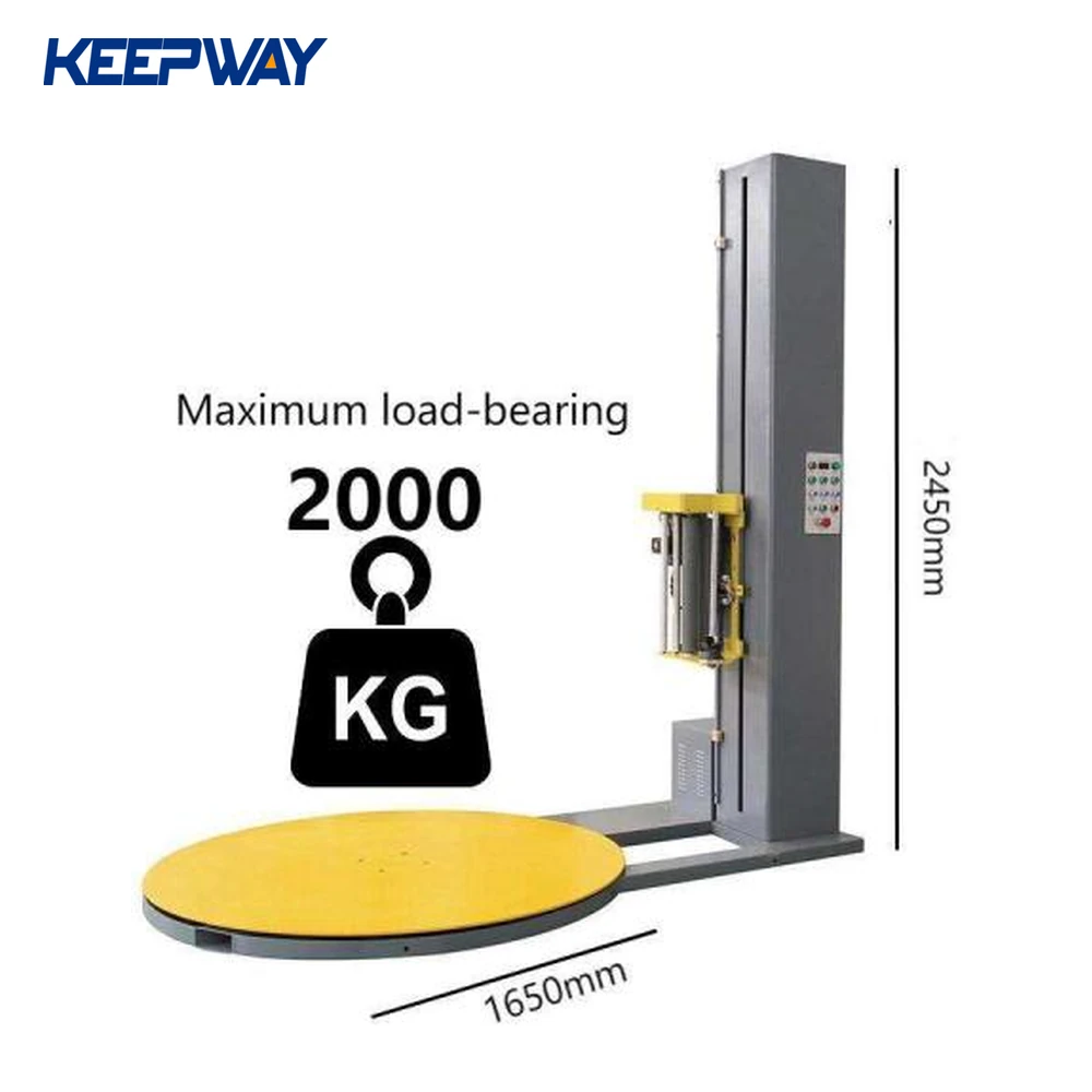 Semi-Automatic Turntable Pallet Wrapping Machine with Low-Profile Design | 2000kg Load Capacity Pallet Stretch Wrapper for Warehouse & Factory