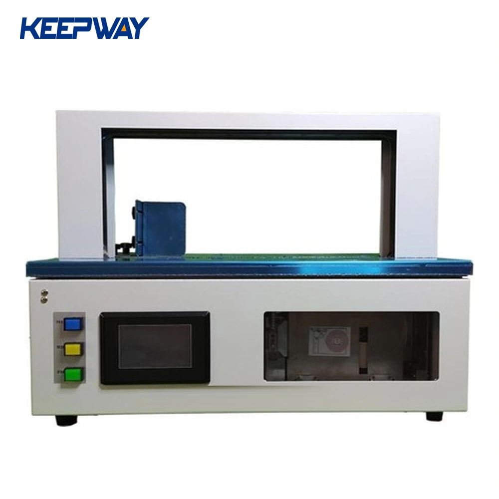 Adjustable Tension 5–50N Automatic Paper Banding Machine for Cake Box, Book & Card Packaging | Gentle No-Crush OPP Film Bundler with Kraft Paper Tape Support