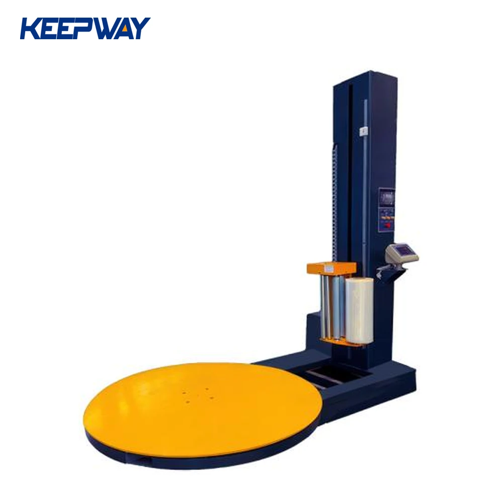 Automatic Pallet Stretch Wrapping Machine with Integrated Weighing System | Wrap-N-Weigh Turntable Stretch Wrapper with Label Printer for Logistics & Distribution Centers