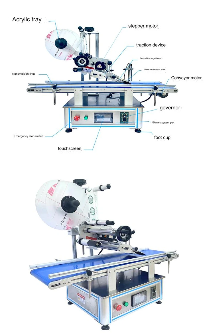 Original KPW-ZP150 flat labeling machine component and three-quarter views