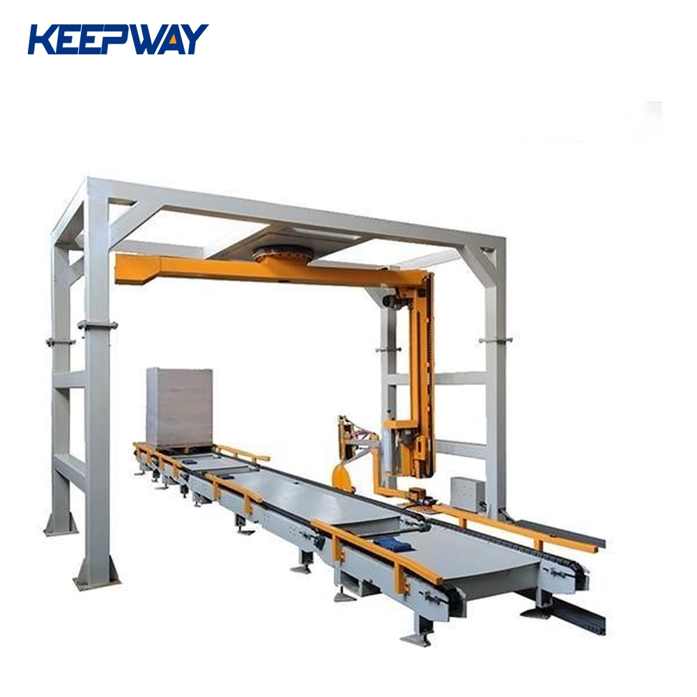 automatic cantileve arm center rotating wrap film packing machine  