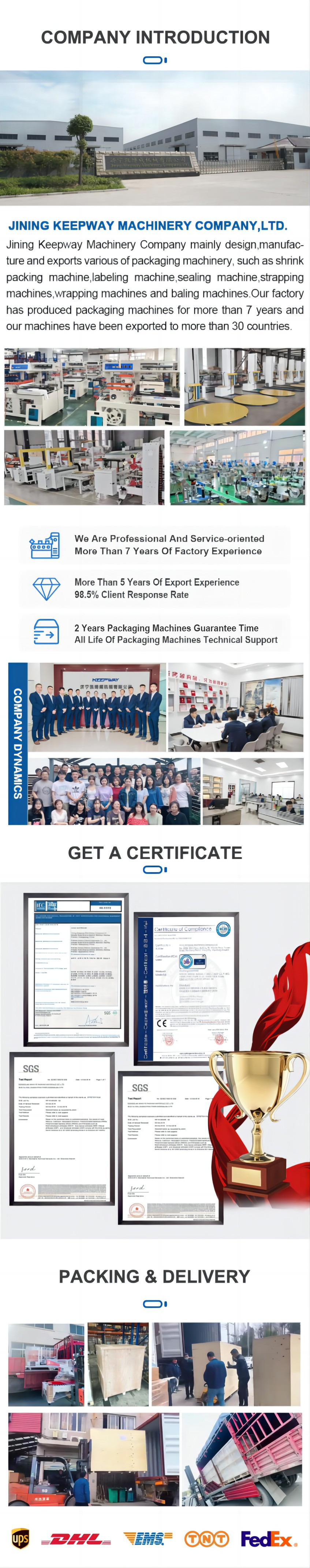 Keepway factory team certifications packing and delivery information