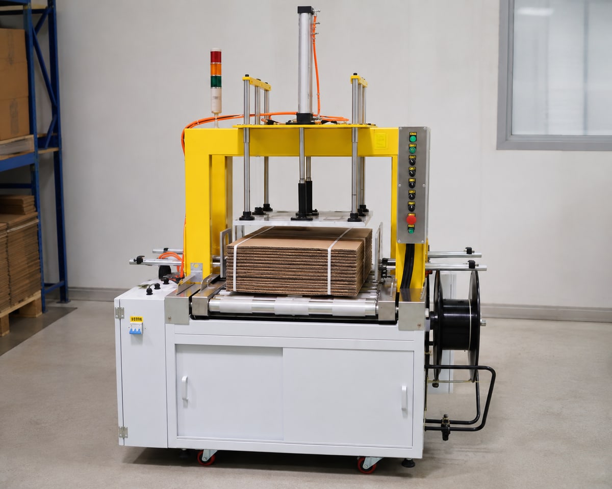 KPW-P8060 cardboard compression strapping machine application