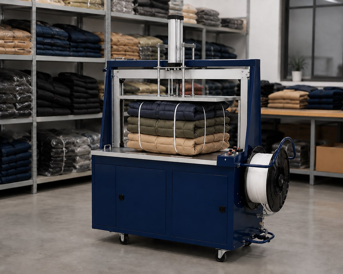 KPW-P9585 down jacket compression strapping machine application