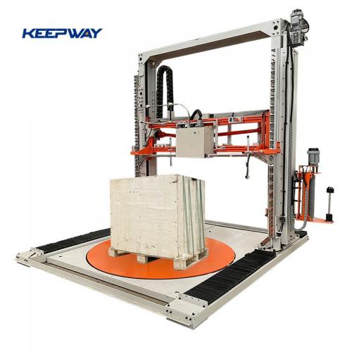 Fully automatic 2-in-1 pallet wrapping and strapping machine