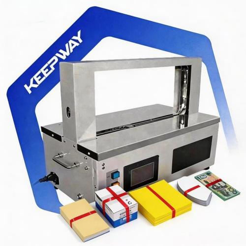 Auto Desktop Paper Band Print Label Strap Card Strapping Machine 