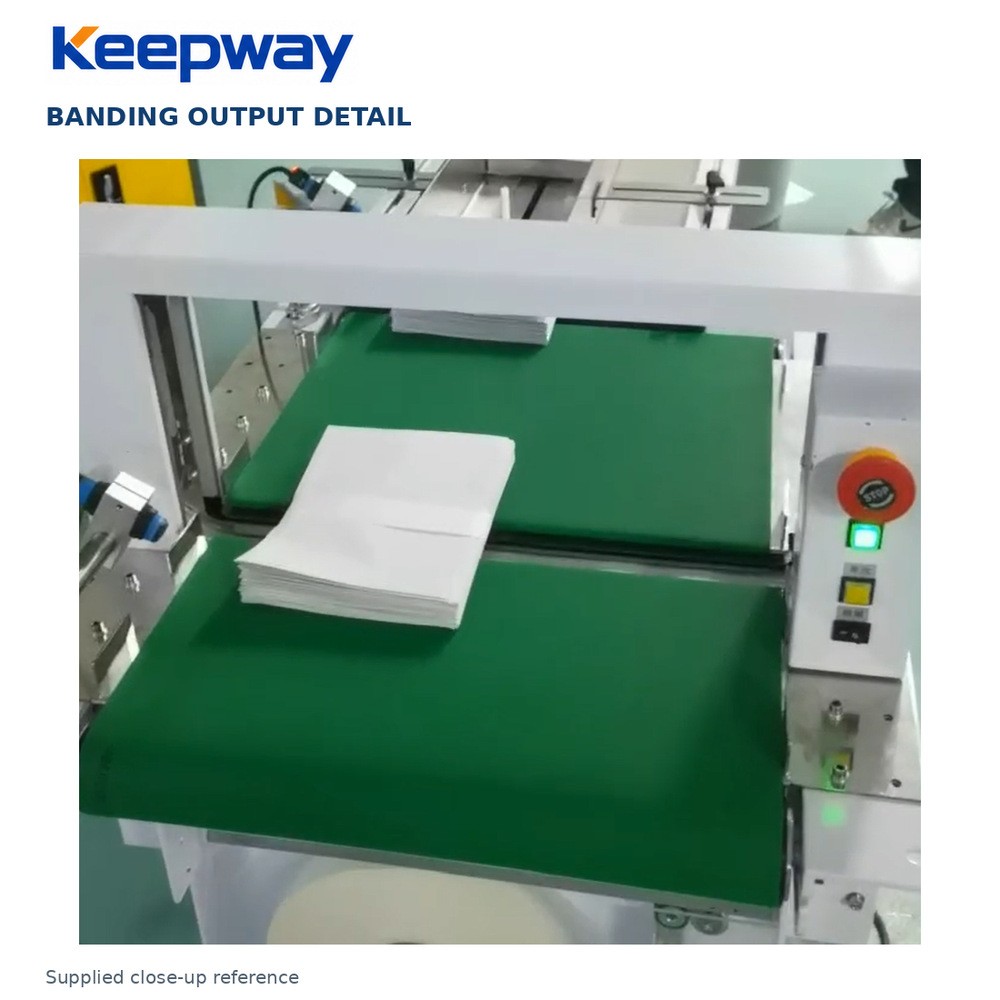 Banded stack on the conveyor beside the banding module